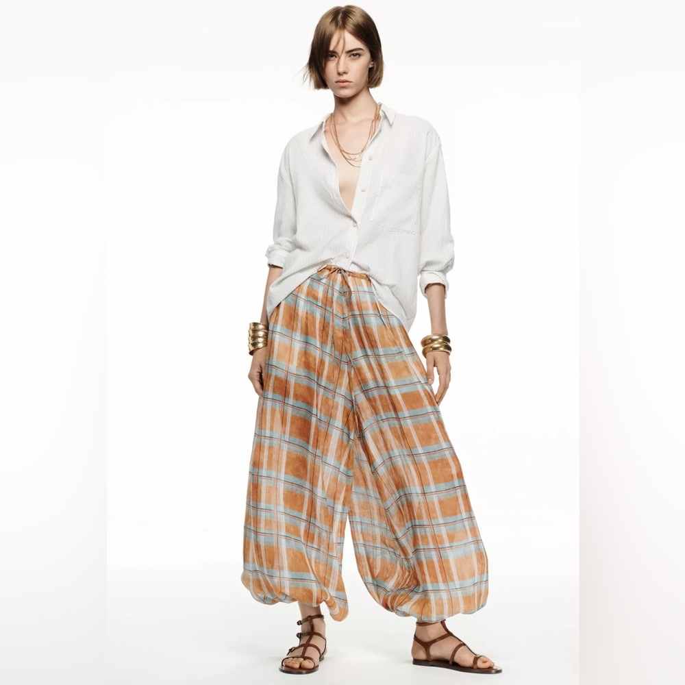 ZARA RAMIE CHECK BALLOON PANTS